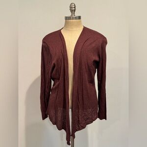 NIC+ZOE Rich Maroon Open-Front Cardigan